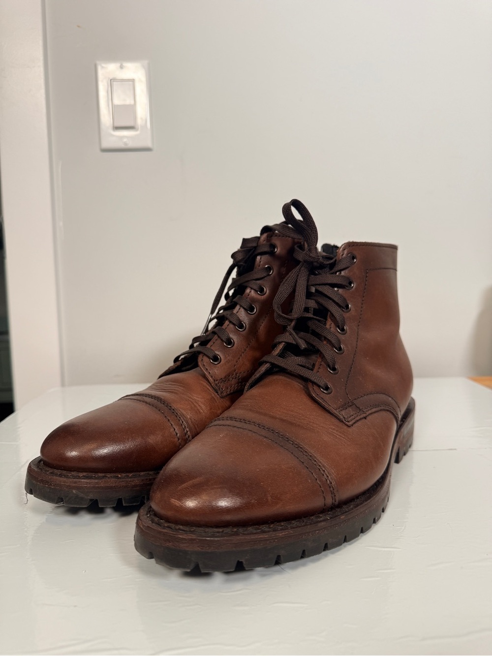 Thursday Boot Co. Brown Leather Side Zip Cap Toe Boots Mens Size 8 Lug Sole